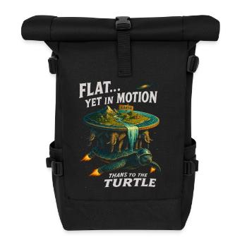 Flat Yet In Motion Thanks To The Turtle Fantasy  - Roll Top Backpack - black - Front