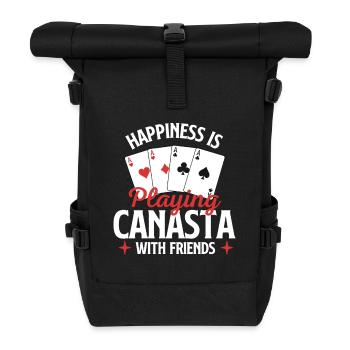 Happiness Playing Canasta With Friends - Roll Top Backpack - black - Front