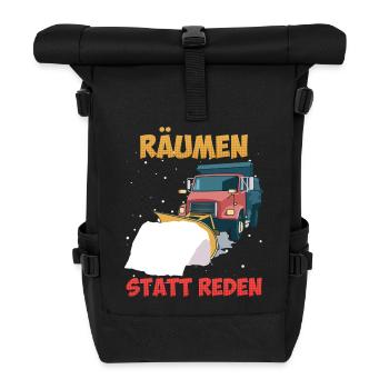 Winterdienst RÄUMEN STATT REDEN Lustiges - Rolltop Rucksack - Schwarz - Vorne