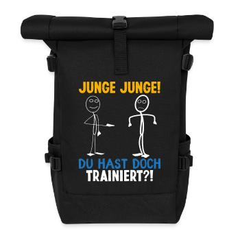 Fitness JUNGE JUNGE DU HASTDOCH TRAINIERT LUSTIG - Rolltop Rucksack - Schwarz - Vorne