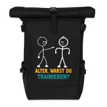 Strichmännchen WARST DU TRAINIEREN LUSTIG - Rolltop Rucksack - Schwarz - Vorne