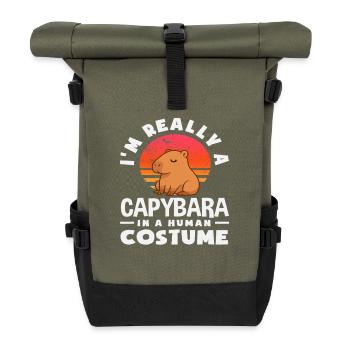 Wirklich Ein Capybara Menschenkostüm Capybaras - Rolltop Rucksack - Olive/Schwarz - Vorne