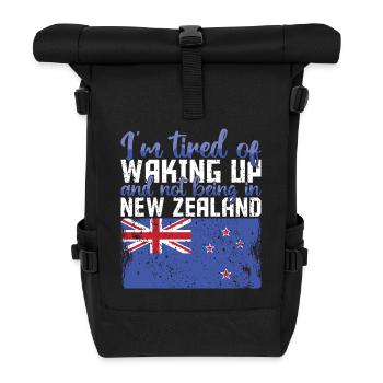 Müde vom Aufwachen ohne Neuseeland zu sein - Rolltop Rucksack - Schwarz - Vorne