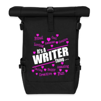 Pink Hearts Positive Inspirational Words Art Tee - Rolltop Rucksack - Schwarz - Vorne