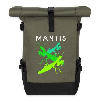 Gottesanbeter Gottesanbeterin Mantis - Rolltop Rucksack - Olive/Schwarz - Vorne