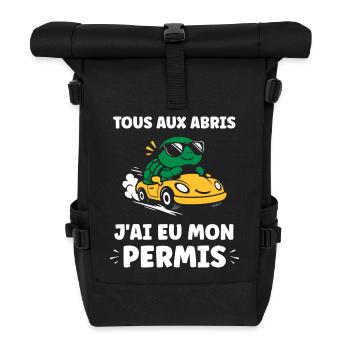 Humour j'ai mon permis de conduire - Sac à dos roll top - noir - Devant