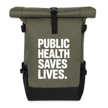 Public Health Saves Lives - Roll Top Backpack - olive/black - Front