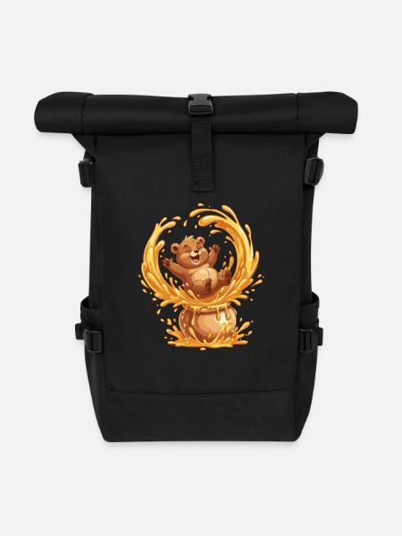 Honigfreudiger Bär im Kessel - Rolltop Rucksack - Schwarz