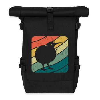 Nouvelle-Zélande Oiseau Kiwi mignon Rétro Vintage NZ - Sac à dos roll top - noir - Devant