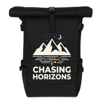 Chasing Horizons Nacht Berge Motiv - Rolltop Rucksack - Schwarz - Vorne