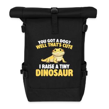 Ich ziehe einen winzigen Dinosaurierbärdrachen groß - Rolltop Rucksack - Schwarz - Vorne