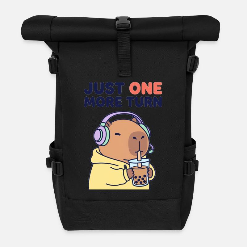 Gamer Capybara Boba Tea Un dernier tour - Sac à dos roll top - noir