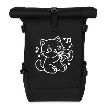 Kawaii Katze Trompete - Rolltop Rucksack - Schwarz - Vorne