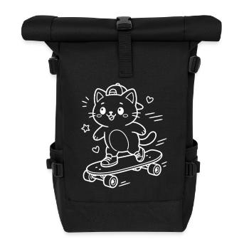 Skateboard Kawaii Cat - Sac à dos roll top - noir - Devant