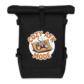 Kuschelmodus | Gamer Couch Zocken - Rolltop Rucksack - Schwarz - Vorne