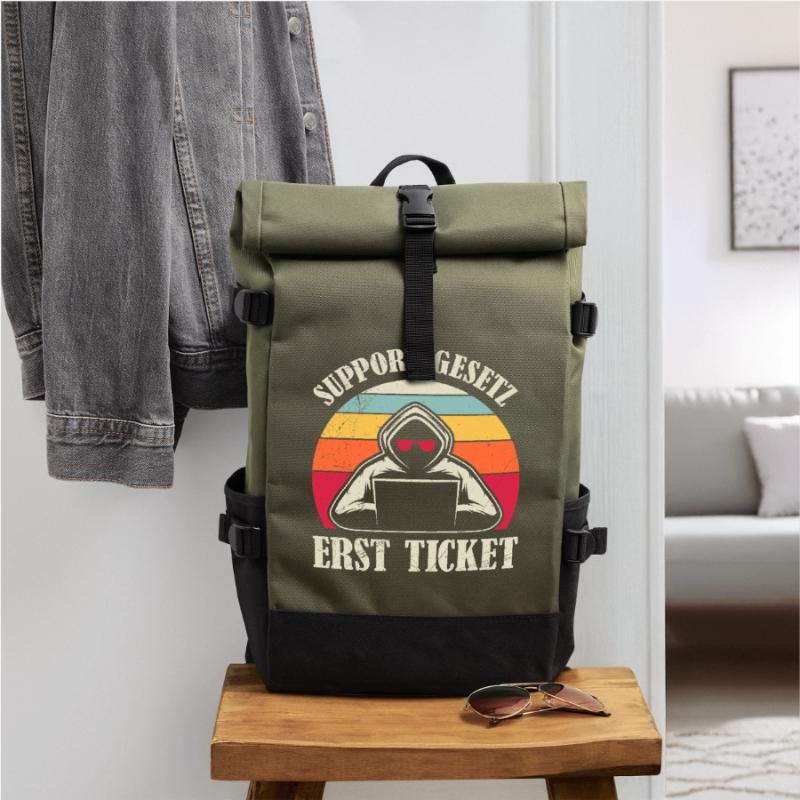Computer Science Coder SUPPORT GESETZ ERST TICKET Rolltop Rucksack