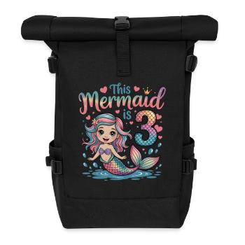 Meerjungfrau 3. Geburtstag 3 Jahre - Rolltop Rucksack - Schwarz - Vorne