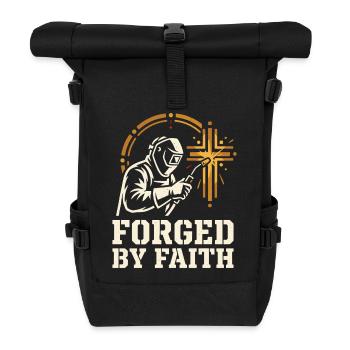 Welder Motif with Cross Sparks Retro - Roll Top Backpack - black - Front