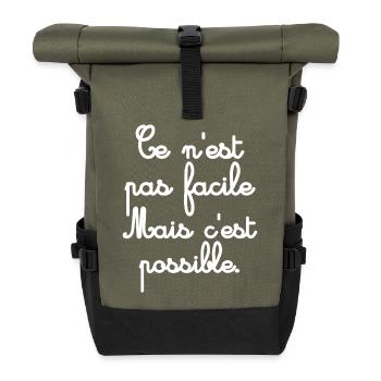 Ce n’est pas facile mais possible - Sac à dos roll top - olive/noir - Devant