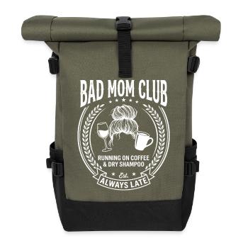 Bad Mom Club Coffee Chaos - Roll Top Backpack - olive/black - Front