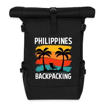 Philippines Backpacking Sunset Design - Roll Top Backpack - black - Front