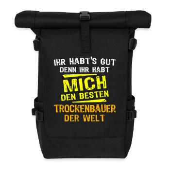 Drywall Builder Gift - Roll Top Backpack - black - Front