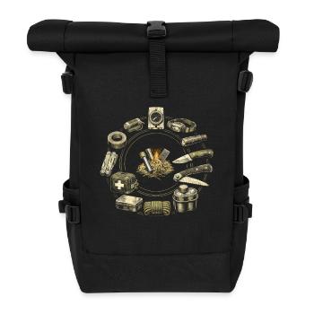 Prepper Überlebenskünstler - Rolltop Rucksack - Schwarz - Vorne