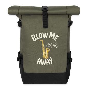 Motif de saxophone Blow Me Away pour saxophoniste Jazz - Sac à dos roll top - olive/noir - Devant