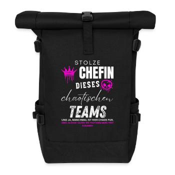 Stolze Chefin chaotisches Team Chefin Geschenke - Rolltop Rucksack - Schwarz - Vorne