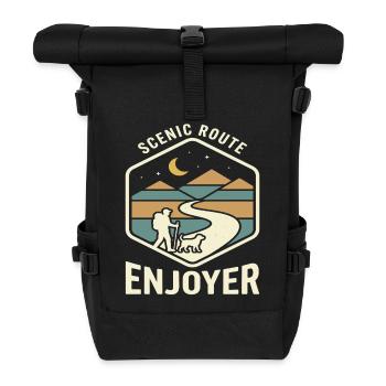 Scenic Route Enjoyer Wander Motif - Roll Top Backpack - black - Front