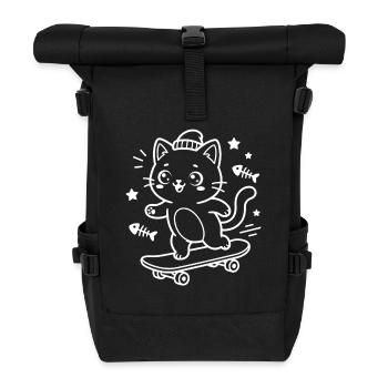 Skateboard Kawaii Cat - Sac à dos roll top - noir - Devant