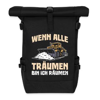 Schneeräumer WENN ALLE TRÄUMEN BIN ICH RÄUMEN - Rolltop Rucksack - Schwarz - Vorne