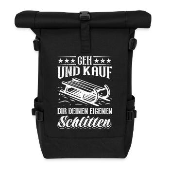 Schlitten GEH UND KAUF DIR DEINEN EIGENEN - Rolltop Rucksack - Schwarz - Vorne