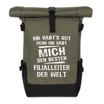 branch manager - Roll Top Backpack - olive/black - Front