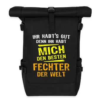 Fechter Geschenk - Rolltop Rucksack - Schwarz - Vorne
