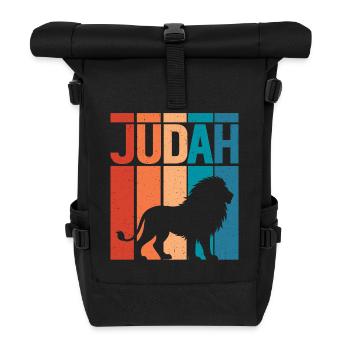 Jesus Lion Judah Cross Christian Faith Bible - Roll Top Backpack - black - Front