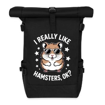 Hamster Sprüche Hamster Lustiges Hamster Geschenk  - Rolltop Rucksack - Schwarz - Vorne