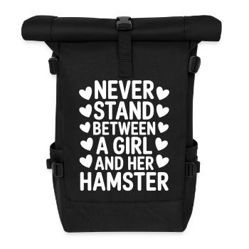 Hamster Sprüche Hamster Lustiges Hamster Geschenk  - Rolltop Rucksack - Schwarz - Vorne