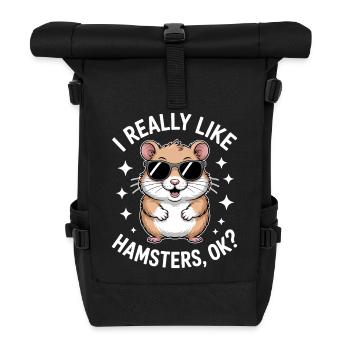 Hamster Sprüche Hamster Lustiges Hamster Geschenk  - Rolltop Rucksack - Schwarz - Vorne