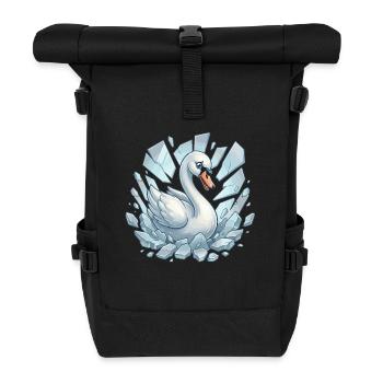 Schwan bricht durchs Eis - Rolltop Rucksack - Schwarz - Vorne