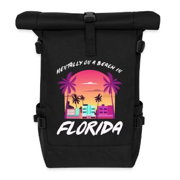 Florida Retro Sonnenuntergang Strandvibe - Rolltop Rucksack - Schwarz - Vorne