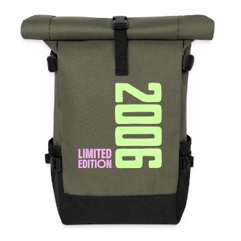 2006 Limitierte Edition Neon Y2K Design - Rolltop Rucksack - Olive/Schwarz - Vorne