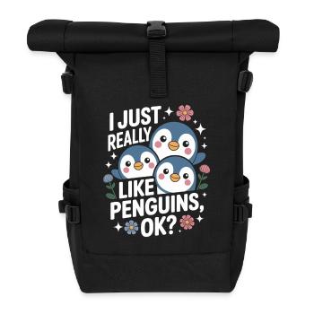 Penguin Trio Saying Picture - Roll Top Backpack - black - Front