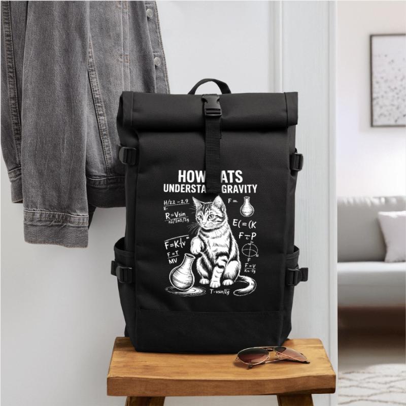 Physics Cats Sayings Math Joke Physics Gift Roll Top Backpack