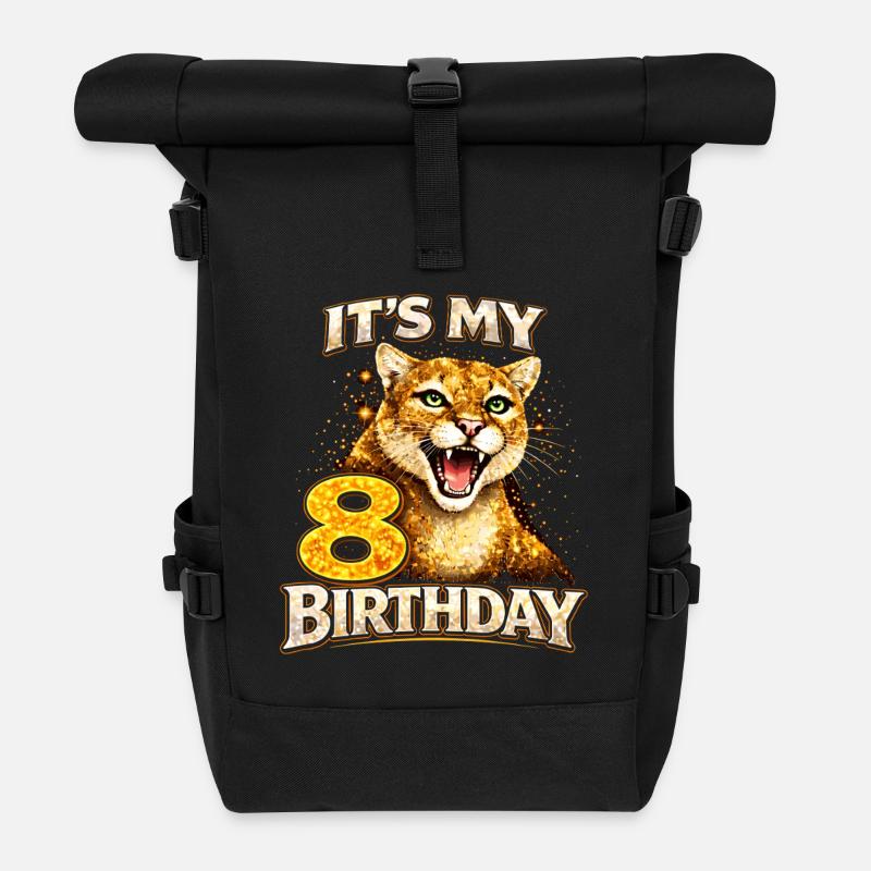 Its My 8 Birthday Wild Birthday - Roll Top Backpack - black