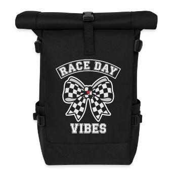 Race Day Vibes Kariert Schleife - Rolltop Rucksack - Schwarz - Vorne