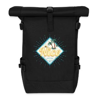 Nice France Cote d'Azur Vintage Souvenir - Roll Top Backpack - black - Front