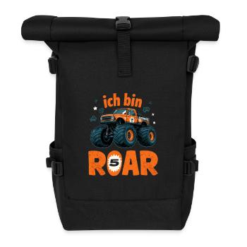 Ich bin 5 - Geburtstag Kinder - Rolltop Rucksack - Schwarz - Vorne