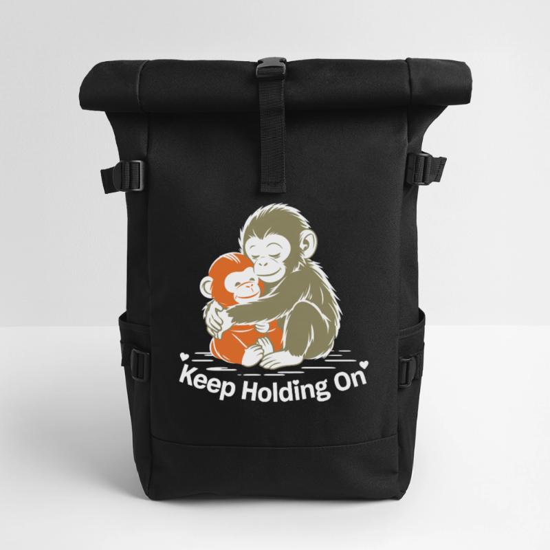 Keep Holding On Monkey Hug Roll Top Backpack