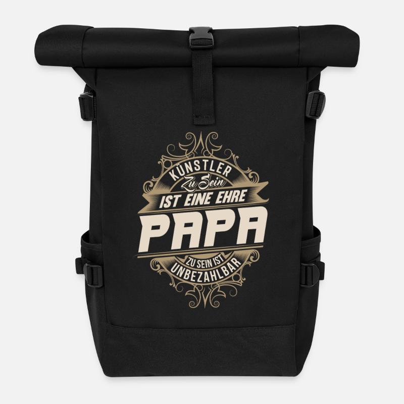 Künstler Papa - Rolltop Rucksack - Schwarz